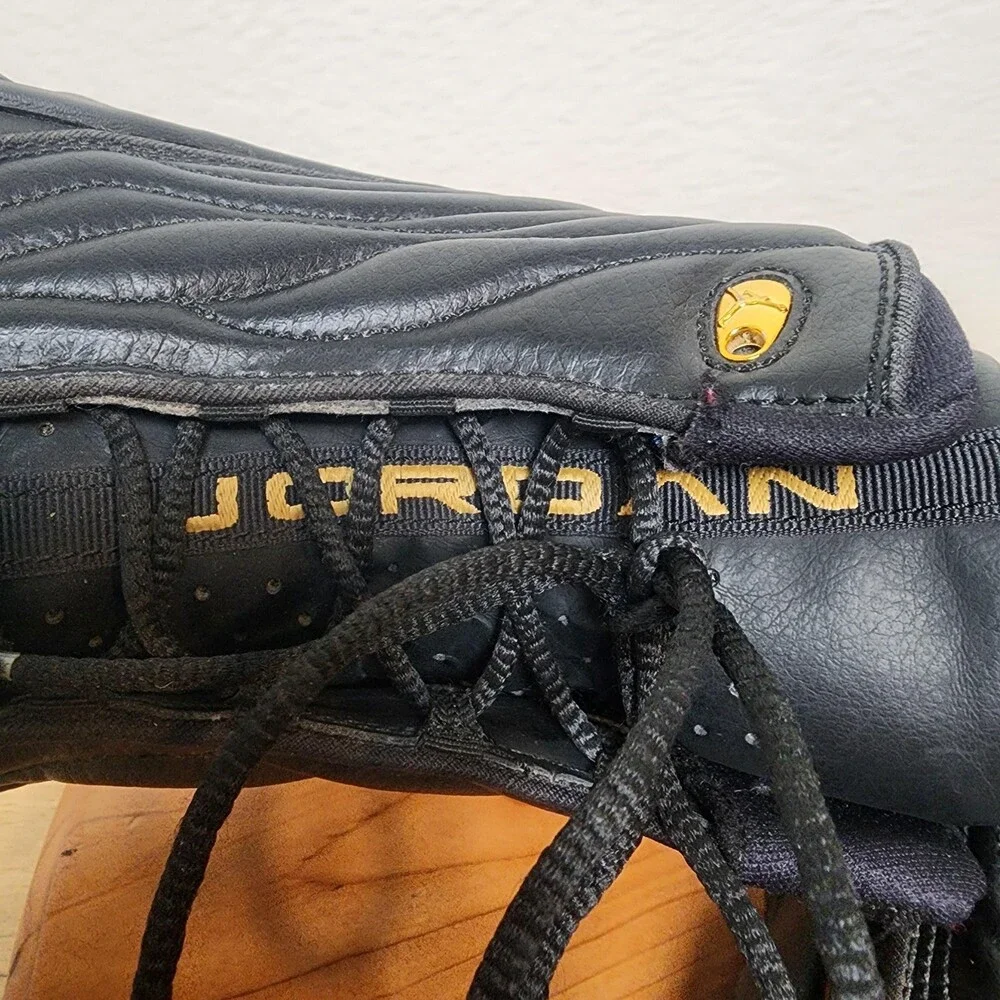 Jordan Shoes Youth Size 6.5Y Black Gold Leather Basketball Sneakers 407484-010